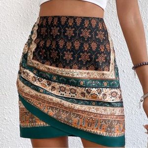 Floral Print Wrap Skirt